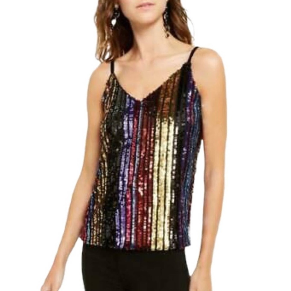 INC Rainbow Sequin Cami Top